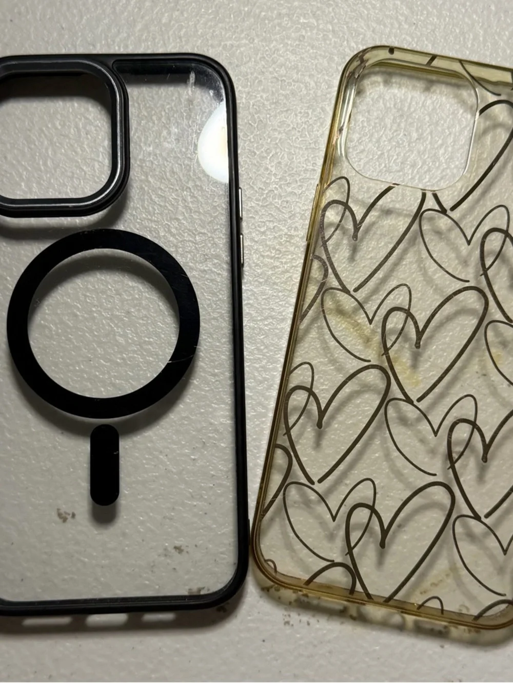 Clear Black & Gold Heart iPhone 15 pro max Case Bundle
